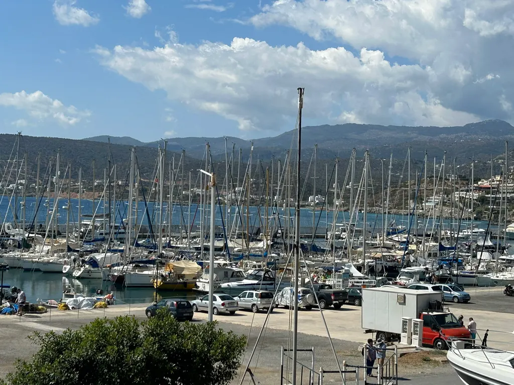 Agios Nikolaos harbor sailing boats