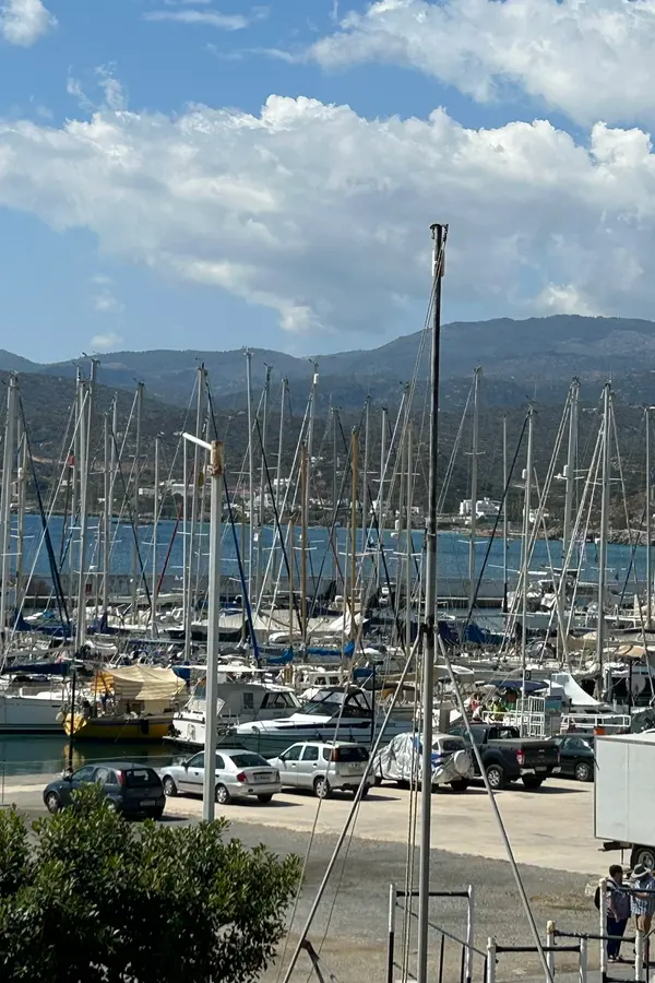 Agios Nikolaos harbor sailing boats