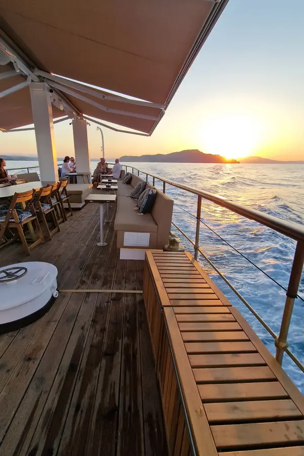 Irini boat deck sunset view
