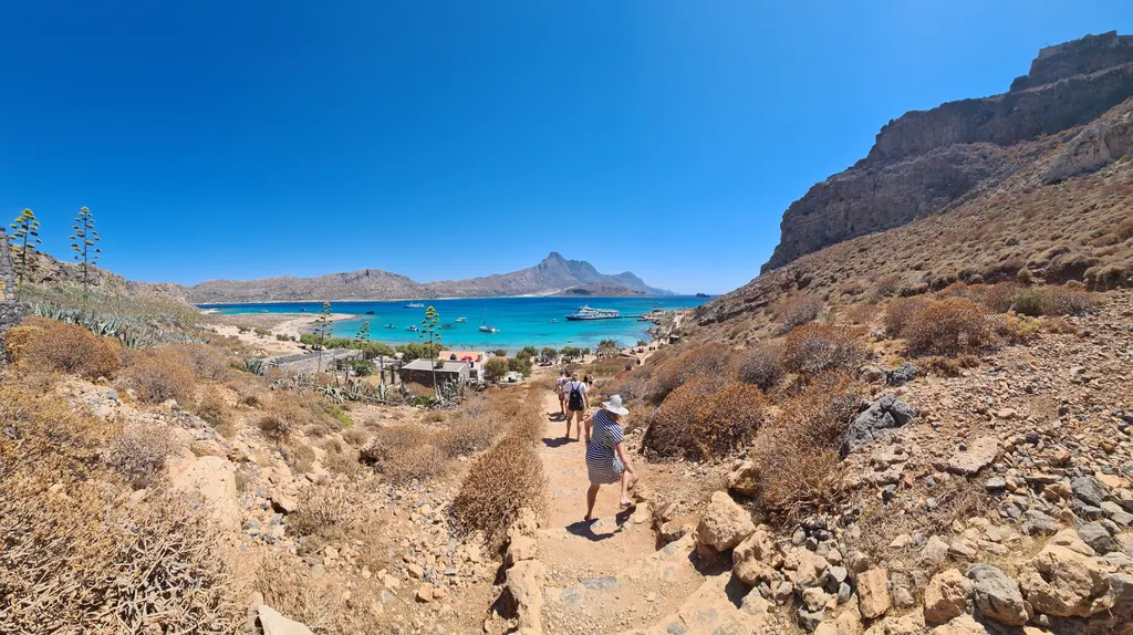 Turquoise lagoon and white sandy beach at Balos, western Crete