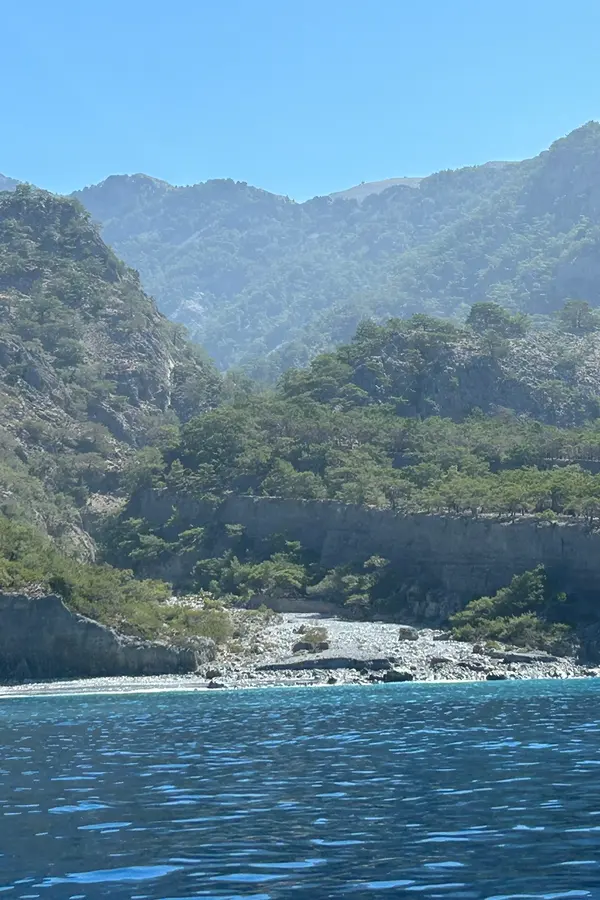 Coastal views and clear blue waters near the picturesque village of Domata on Crete.