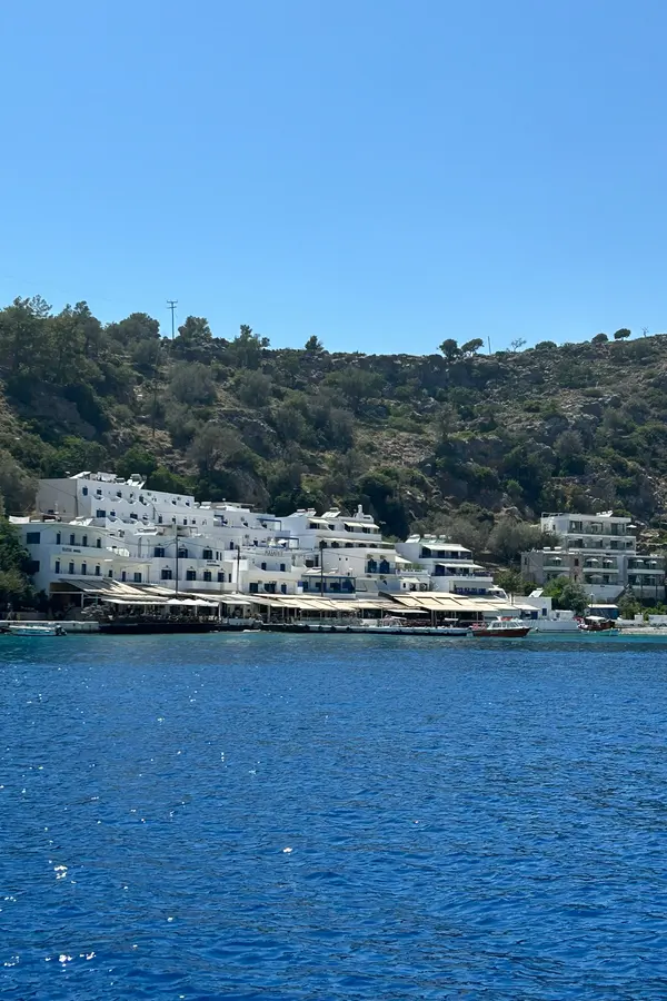 Picturesque small fishing village of Loutro nestled along the clear, calm bay of the southern Cretan coast